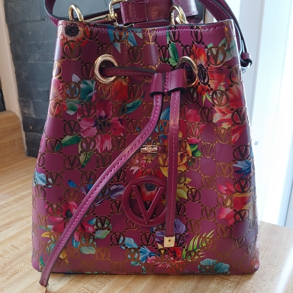 Valentino by Mario Valentino Monogram Leather Bucket Bag - Picture 14 of 16